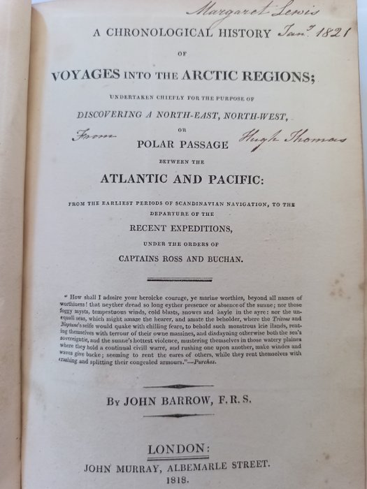 John Barrow - A Chronological History of Voyages into the Arctic Regions; Undertaken Chiefly for the Purpose of - 1818