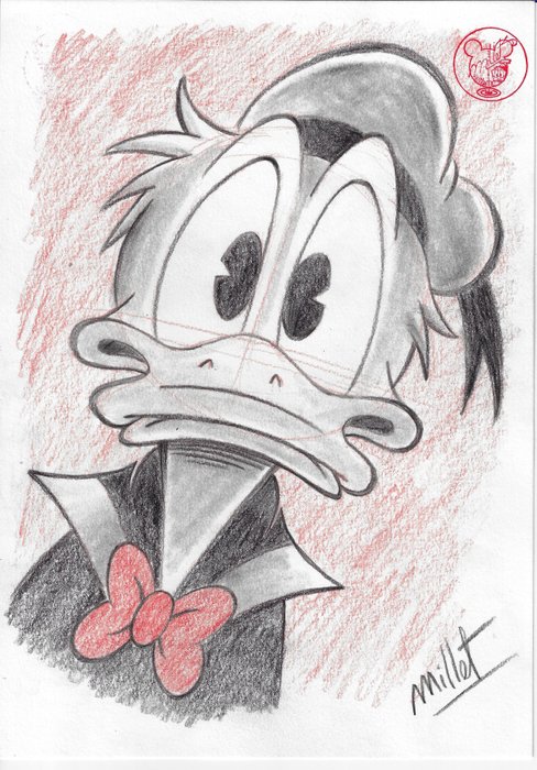Millet - 1 Colour pencil drawing - Donald Duck - contento - 2024