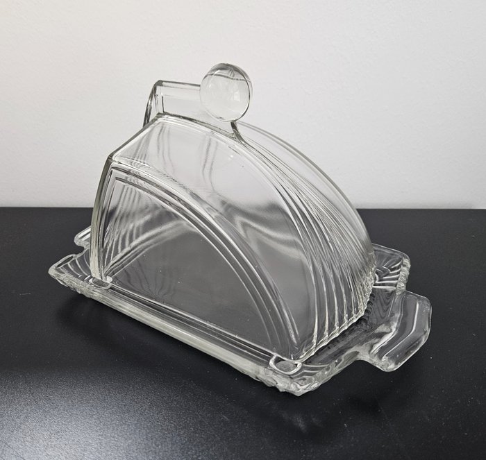 Bohemia glass, Boheems glas - Mantequillera - Kaasstolp - Art Deco - Vidrio