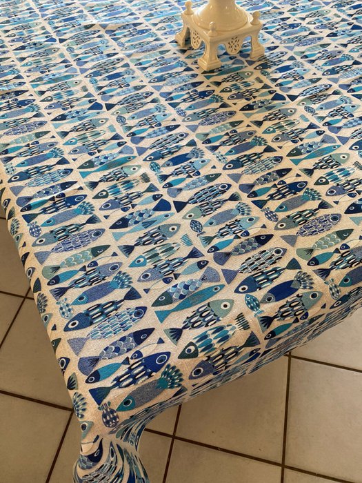 San Leucio toalha de mesa de peixe exclusiva estilo mediterrâneo - Toalha de mesa  - 240 cm - 140 cm