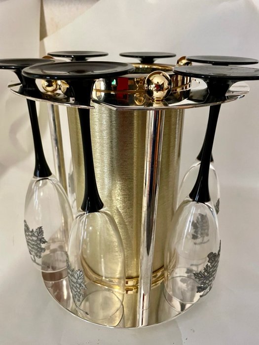 Luminarc - Pezsgőhűtők - Ónötvözet/ón, Üveg, pezsgőhűtő és hat pezsgőspohár