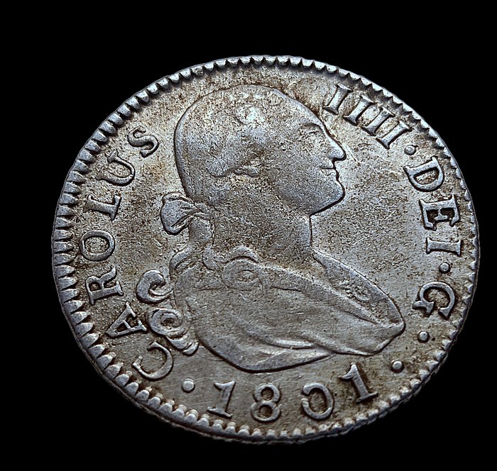 西班牙. Carlos IV (1788-1808). 2 Reales 1801 Sevilla CN  (没有保留价)