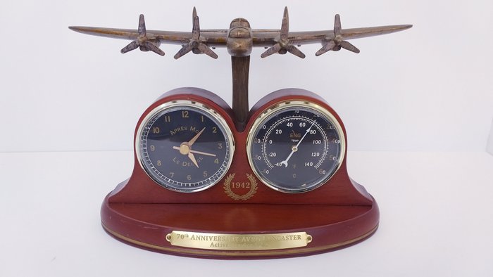Bradford Exchange - Uhr, Lancaster-Bomber zum 70. Jubiläum - Holz, Plastik, Metall