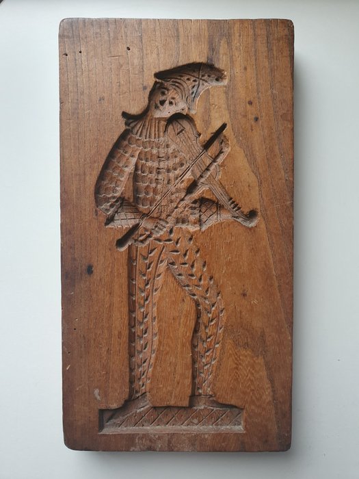 Rzeźba, Speculaasplank met musicerende harlekijn - 32 cm - Drewno