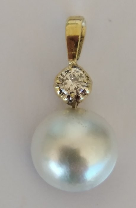 Anhänger Gelbgold Perle - Diamant 