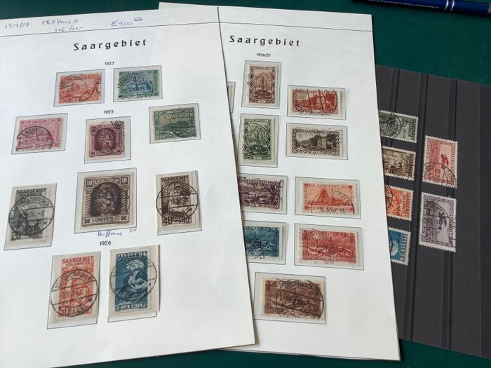 Saargebiet 1923/1927 - 5 Bände mit Pflengdienst I und II - Michel 102/125