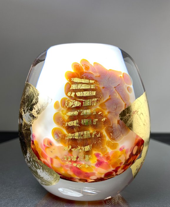 Maxence Parot - Vase -  Unik farget og gull vase  - Glass