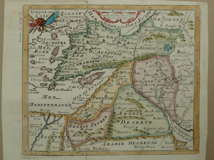 Asia, Hartă - Cipru / Israel / Turcia / Iordania / Irak; Liebaux - Turquie en Asie - 1721-1750
