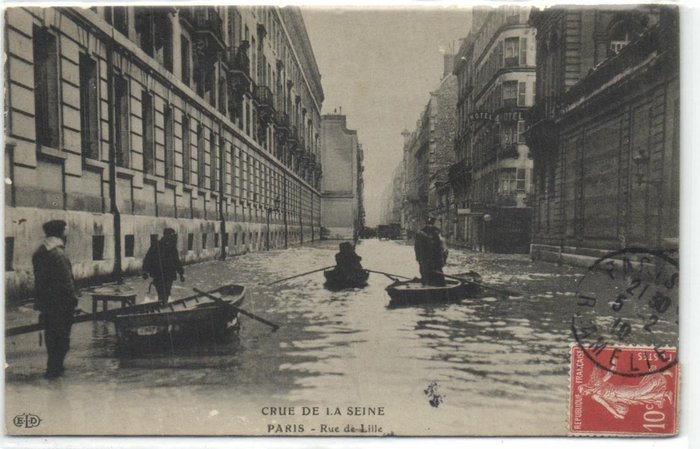 Frankreich - Überschwemmung Paris 1910/1916 -o.a. Evakuierung, Verstärkung auf der Seine usw - Postkarte (55) - 1910-1920