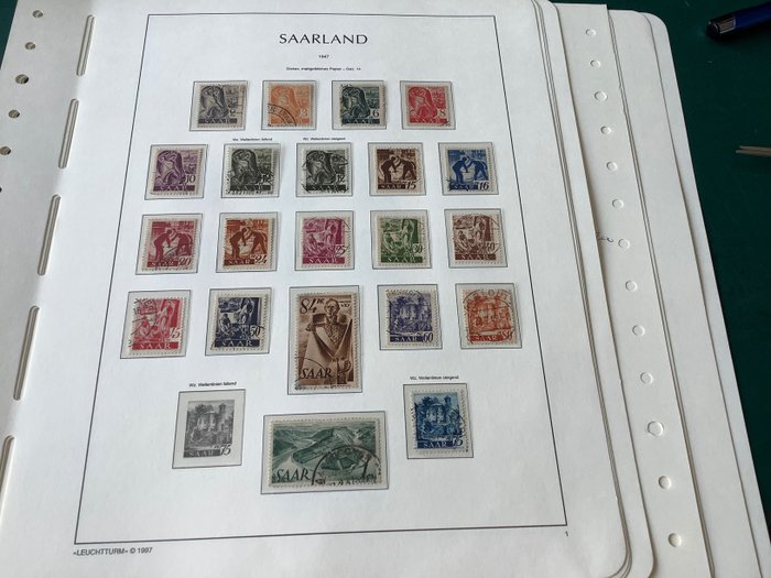 Saara 1947/1949 - Z wyjątkiem trzech pełnych tomów na stronach albumów - Michel 206/266, 272/288 en D33/44