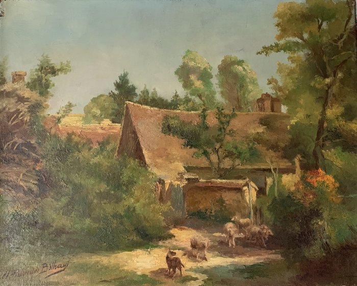 Ecole française (XIX) - La bergerie, départ du troupeau