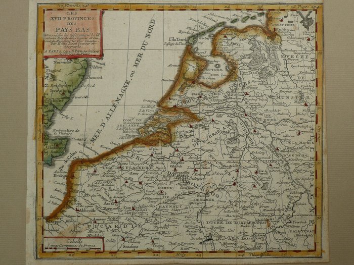 Olanda, Hartă - Belgia, Luxemburg; N. Bion / Chez Jacques Guerin - Les XVII Provinces des Pays Bas - 1751-1760