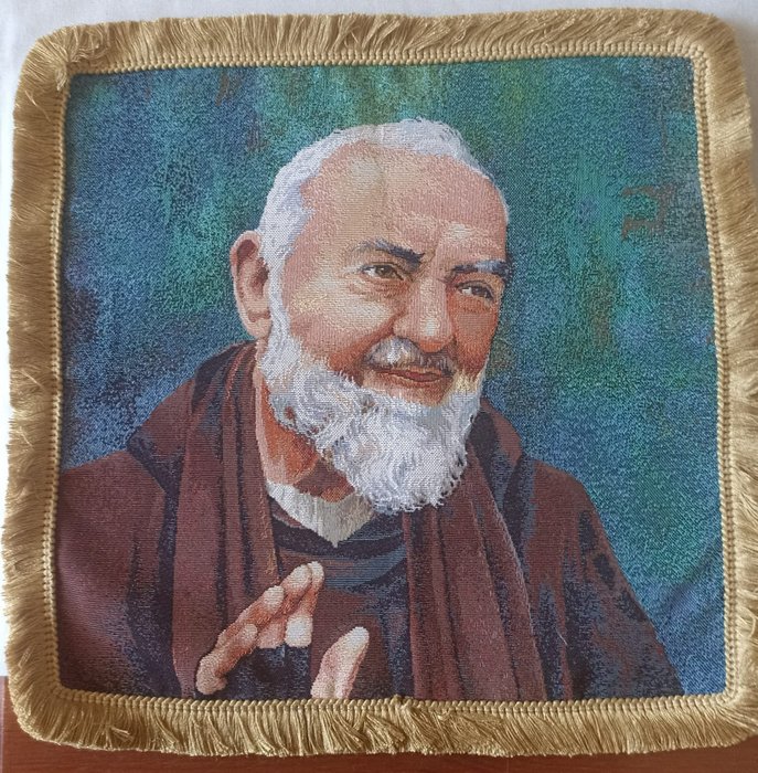 Ainutlaatuinen gobelin-kuvakudos Saint Pio siunaus - Gobeliini  - 48 cm - 48 cm