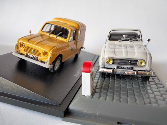 Universal Hobbies, Hachette 1:43 - Modellauto - Renault 4 L Fourgonnette "La Poste" (1962) + Renault 4 Plein Air (1968)