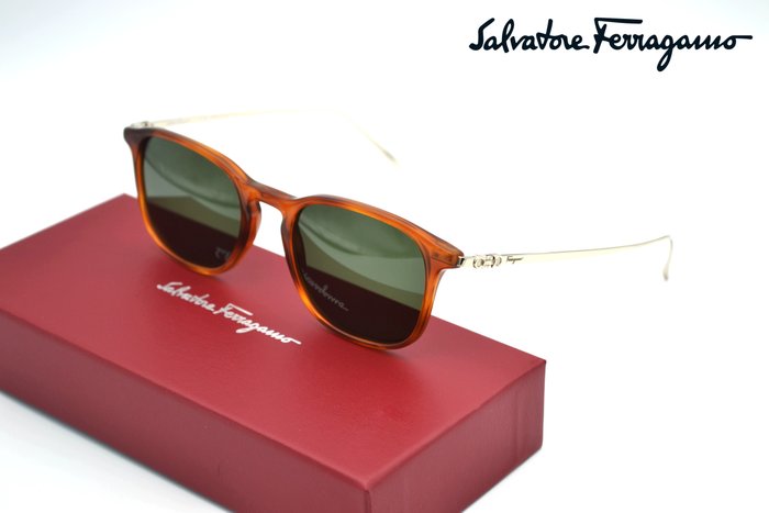 Salvatore Ferragamo - SF2846S 212 - Exclusive Acetate & Metal Design - Green Lenses - *New* & Unusual - Gafas de sol