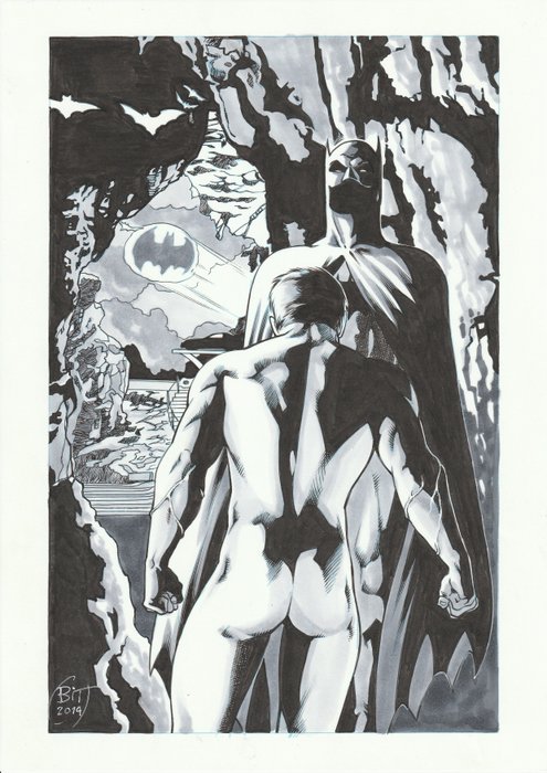BIT - 1 Original drawing - Batman - Batman in the Batcave- Original Artwork - 2014