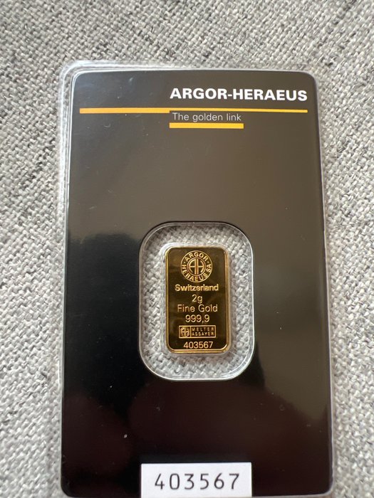 2 grammaa - Kulta .999 - Argor, Heraeus - Sinetöity, mukana sertifikaatti  (Ei pohjahintaa)