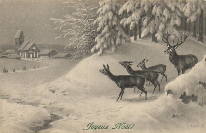 Weihnachten und Neujahr – Mit viel Abwechslung – darunter: Relief, Weihnachtsbäume, Krippe, Kinder - Postkarte (115) - 1900-1950