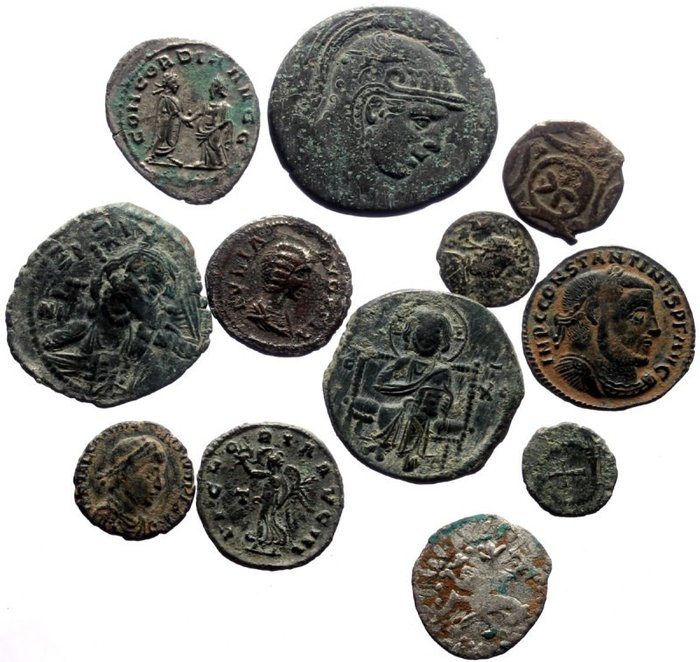 Byzantinisches Reich. 15 AE  coins with Byzantine Folles, Asia Minor bronzes (Pontos, Amisos), Antoniniani