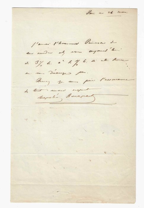 Prince Napoléon dit Plon-Plon - Lettre autographe signée - 1850