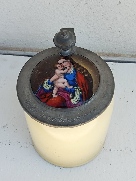 Tankard - Ceramic mystic painted on porcelain "Madonna with Child"