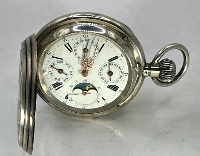 Aeby, Bellenot & Cie.  - Biel - Silbersavonette - Kalender Komplikation - Mondphase - Svájc 1890 körül