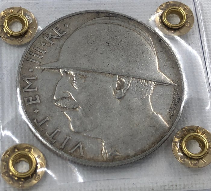 Italien, Königreich Italien. Vittorio Emanuele III. di Savoia (1900-1946). 20 Lire 1928 "Elmetto"