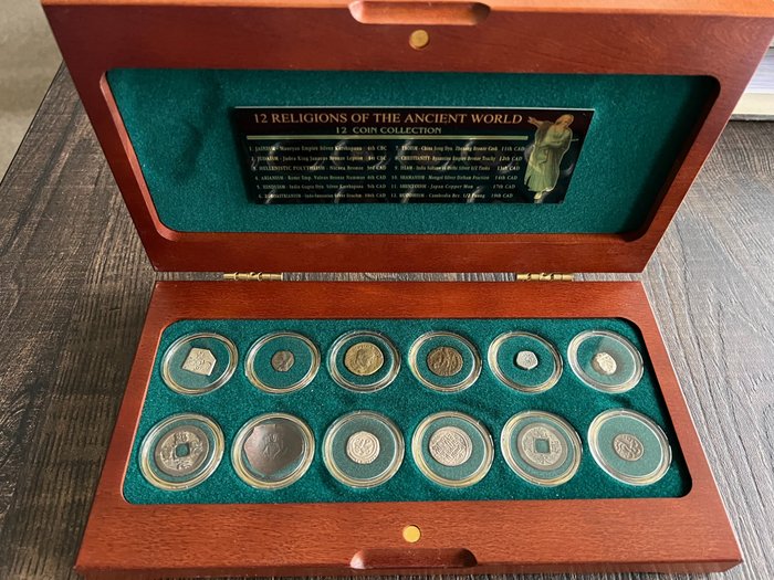 Świat. 12 RELIGIONS OF THE ANCIENT WORLD: 12 Bronze & Silver Coins Collection. Limited edition. 1th - 19th century  (Bez ceny minimalnej
)