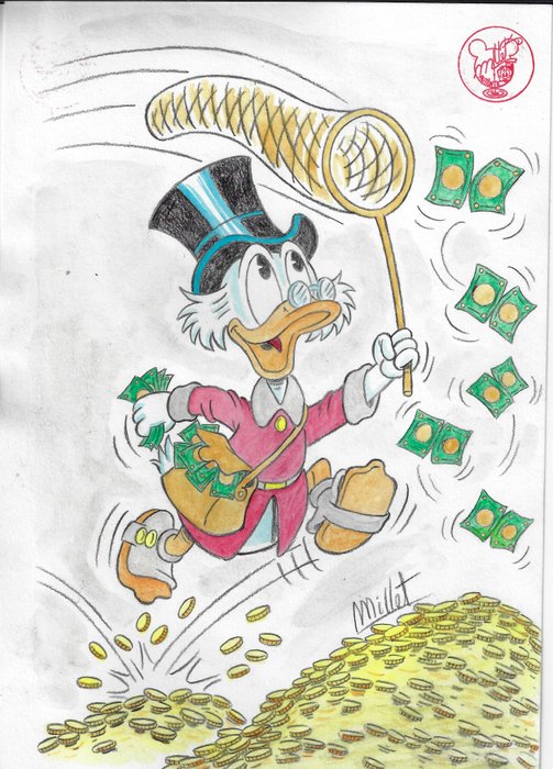 Millet - 1 Original colour drawing - Uncle Scrooge - cazando - 2024