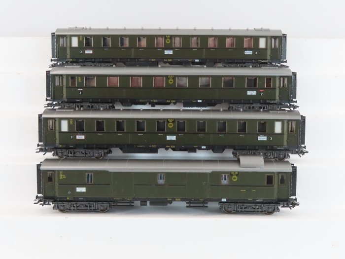 Märklin H0 - 42751 - Carrozza passeggeri di modellini di treni (1) - Set di 4 carrozze per treni rapidi di 2a e 3a classe e bagagli - DRG