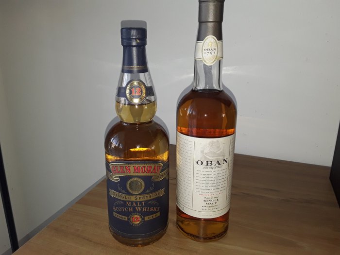 Glen Moray 12yo + Oban 14yo - Original bottling  - 70cl - 2 bouteilles