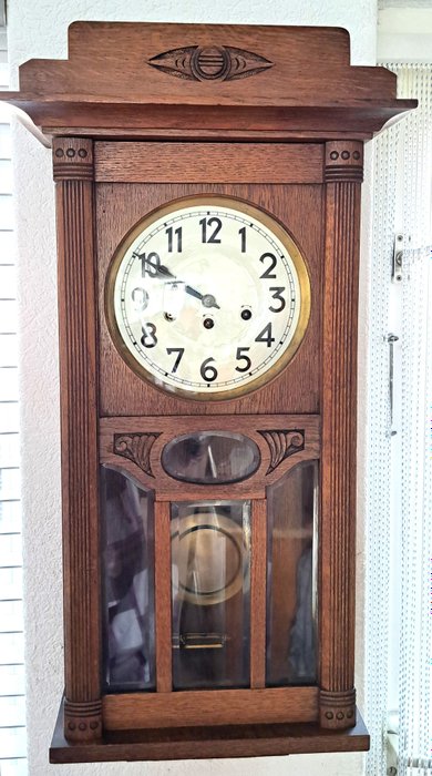 Reloj regulador de caja - Junghans D.R.P.a. -  Art Déco Madera - 1920-1930