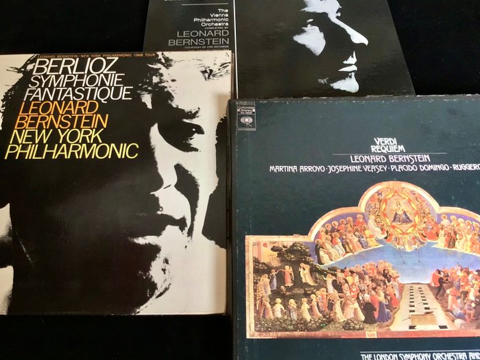 Leonard Bernstein - 3x Albums - Mahler: Das Lied Von Der Erde, Berlioz Symphonie Fantastique, Verdi, Requiem - Flere titler - Vinylplade - 1. aftryk - 1964