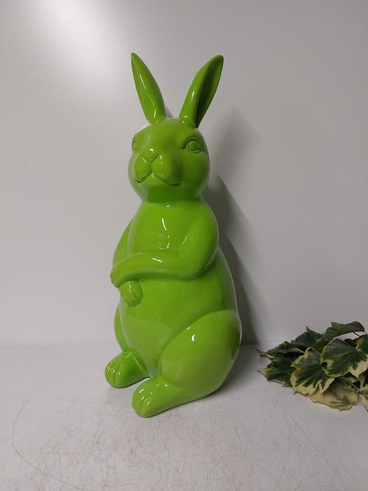 Statue, fine statue of a green rabbit - 54 cm - Polyresin