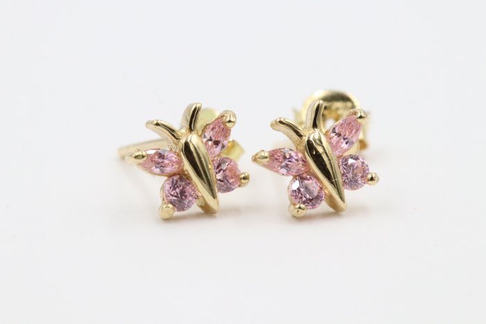 No Reserve Price - Earrings - 18 kt. Yellow gold Sapphire 