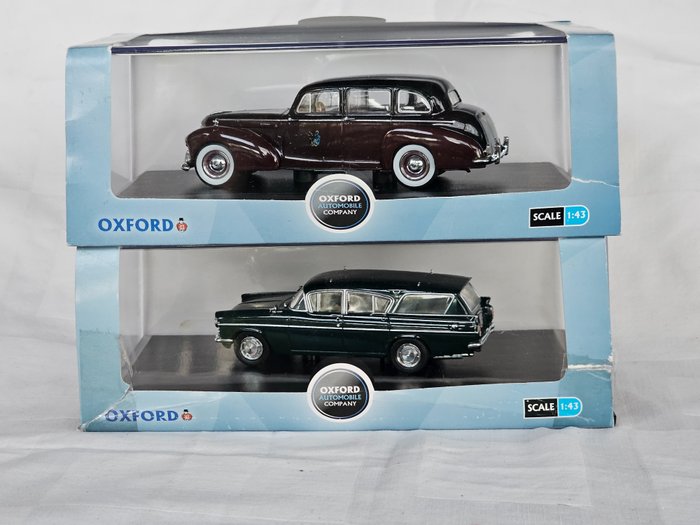 Oxford Diecast 1:43 - Modellauto - Vauxhall Friary Estate Queen Elisabeth; Humber pullman limousine black and burgundy Rothshild - Code VFE003, Code OXFHPL001
