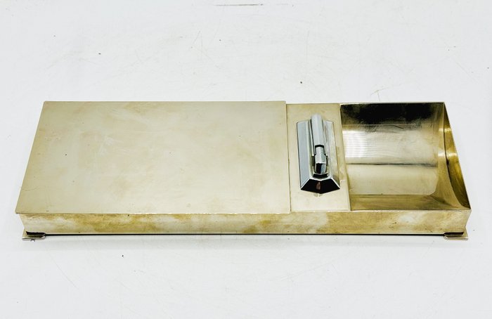 Kasse - Art Deco - Forsølvet bronse, Tre
