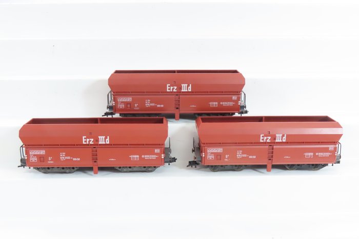Fleischmann H0 - 5520 - Τρένο μοντελισμού μεταφοράς εμπορευμάτων (3) - 3 Τετρααξονικοί πυθμένας/αυτοεκφορτωτές - DB