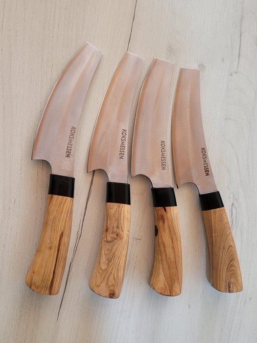 Küchenmesser - Kitchen knife set - Olivenholz und geschmiedeter Stahl mit hohem Kohlenstoffgehalt - Japan