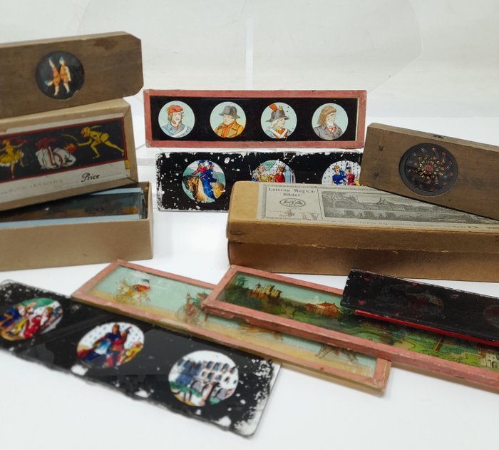 Ernst Planck, Indcol Glass slides 140x40mm ca. 1900 | Victorian kaleidoscope and optical toy | Laterna-magica-Dias