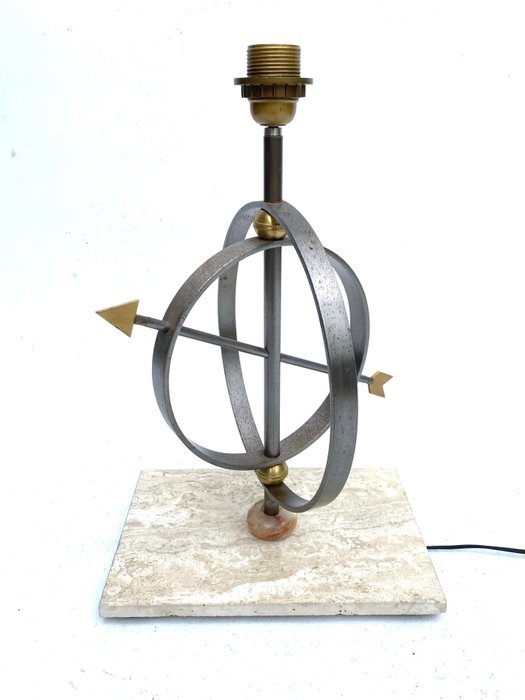 Lampa - Onyks i metalowy trawertyn - inspirowany geograficznymi globusami armilarnymi