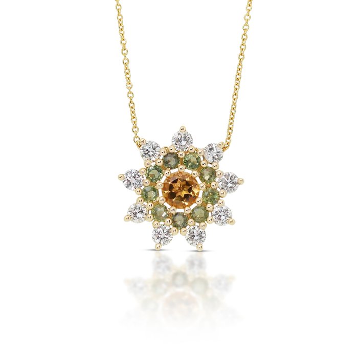 -  1.85 Total Carat Weight - - Necklace - 14 kt. Yellow gold -  1.85 tw. Citrine - Diamond