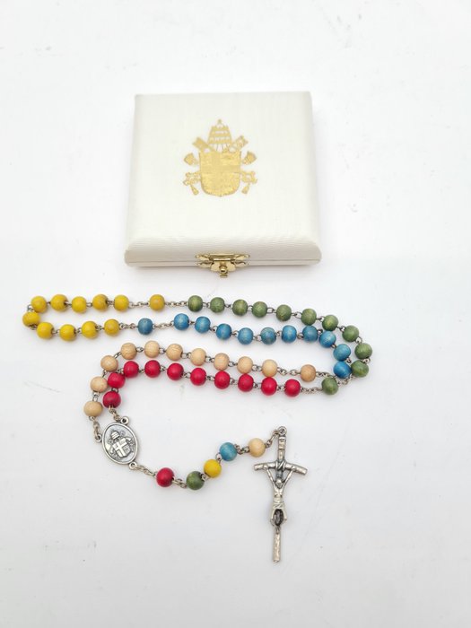Θρησκευτικά και πνευματικά αντικείμενα - Ροζάριο του Πάπα Αγίου Ιωάννη Παύλου Β' - Παπικό κουτί οικόσημο - Σύγχρονη - Δείτε το υπάρχον - 2000-2010