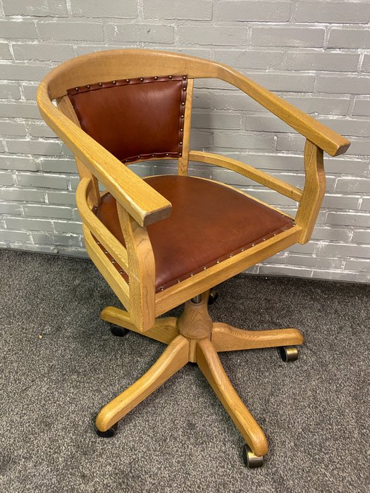 办公椅 - 木, 皮革, 金属