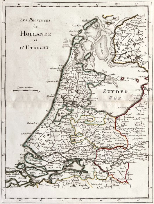 荷兰, 地图 - 荷兰, 乌得勒支; G.L. Le Rouge - Les Provinces de HOLLANDE et d'Utrecht. - 1751-1760