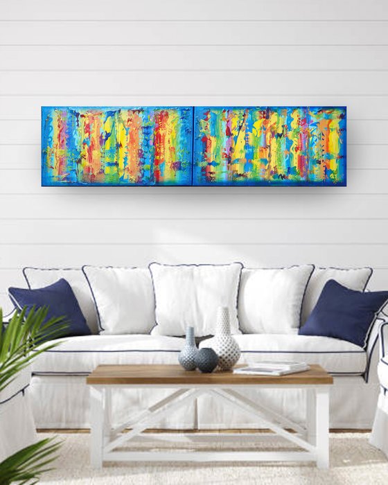 Ksavera - Colorful Abstract painting A1111 - impasto diptych - XXL