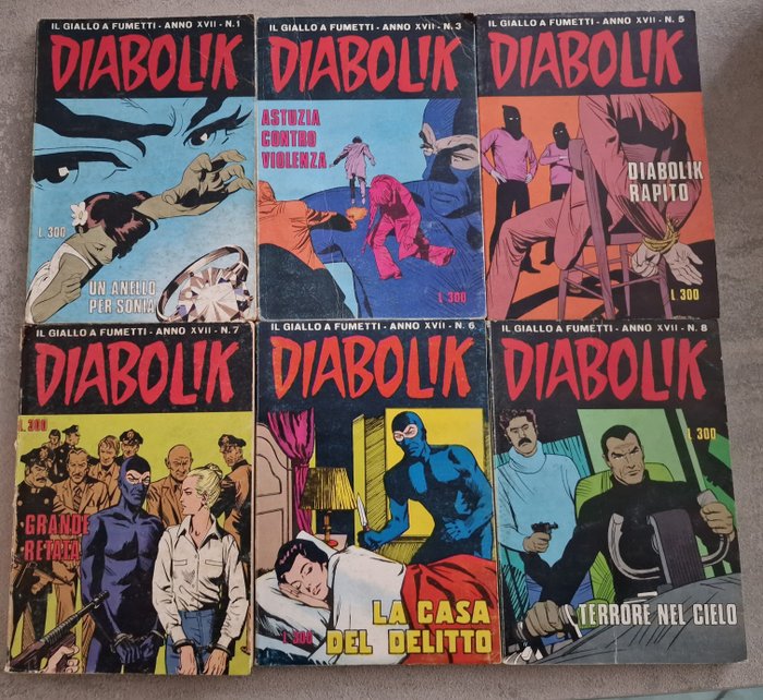 Diabolik nn. 1/24 - anno XVII completo - 24 Comic - Første udgave - 1973