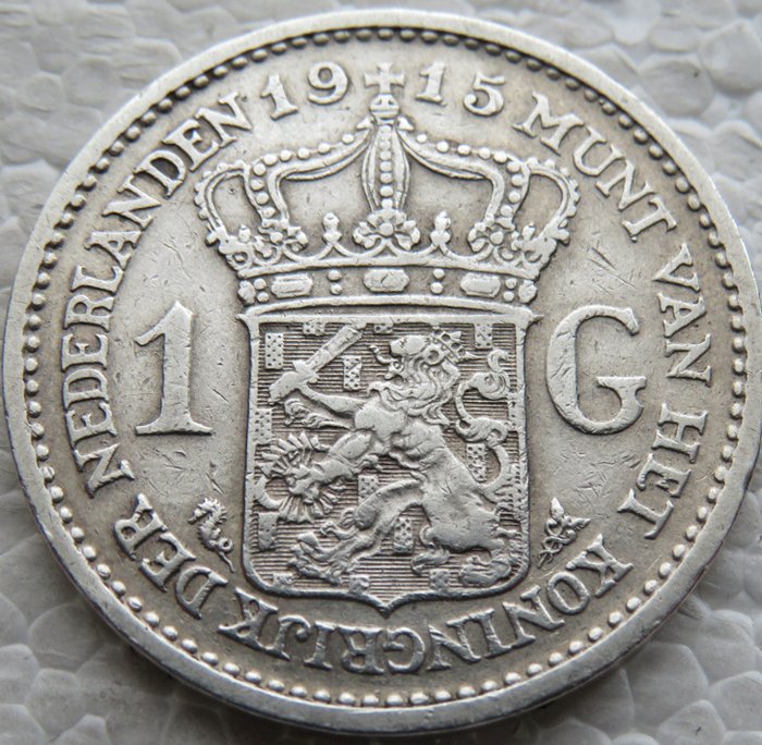 Alankomaat. Wilhelmina (1890-1948). 1 Gulden 1915  (Ei pohjahintaa)