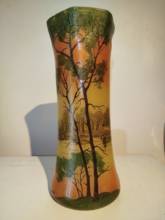 François Théodore Legras (1839-1916)- Vase émaillé lacustre répertorié modéle "Toul" -- - Egyvirágú váza  - Üveg