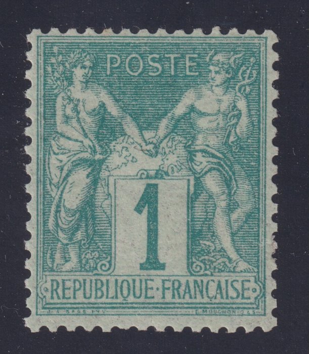 Ranska 1876 - Viisaat "tyyppi I" nro 61 Uudet* signeeratut vasikat. lähes näkymätön sarana. Kaunis - Yvert
